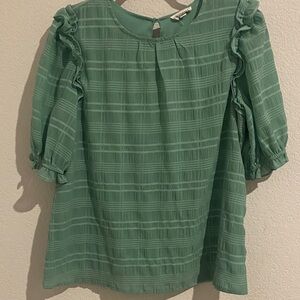 Green Ruffled Women's Blouse